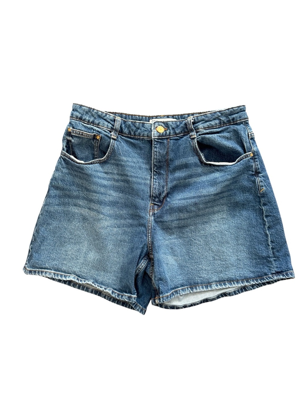 Zara Mom Fit Denim Short Women’s Size 12 Baggy Leg Medium Wash
